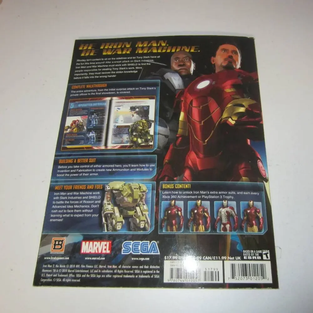 Iron Man 2 BradyGames Official Strategy Guide Marvel Sega Xbox 360 PS3